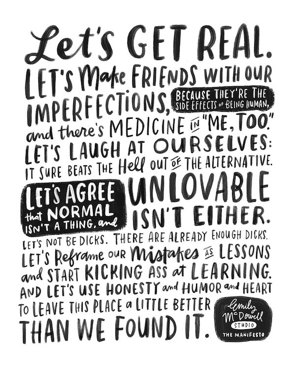 Emily McDowell's Lets Get Real Manifesto