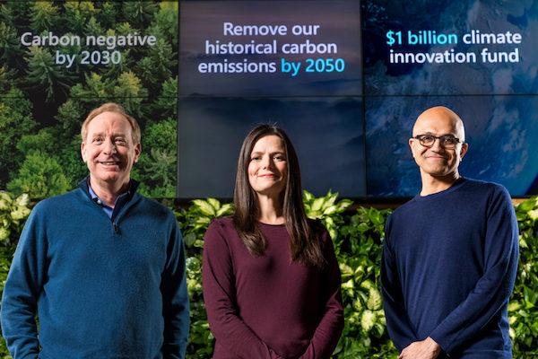 Microsoft Carbon Negative Pledge 2030 launch with the senior leadership team